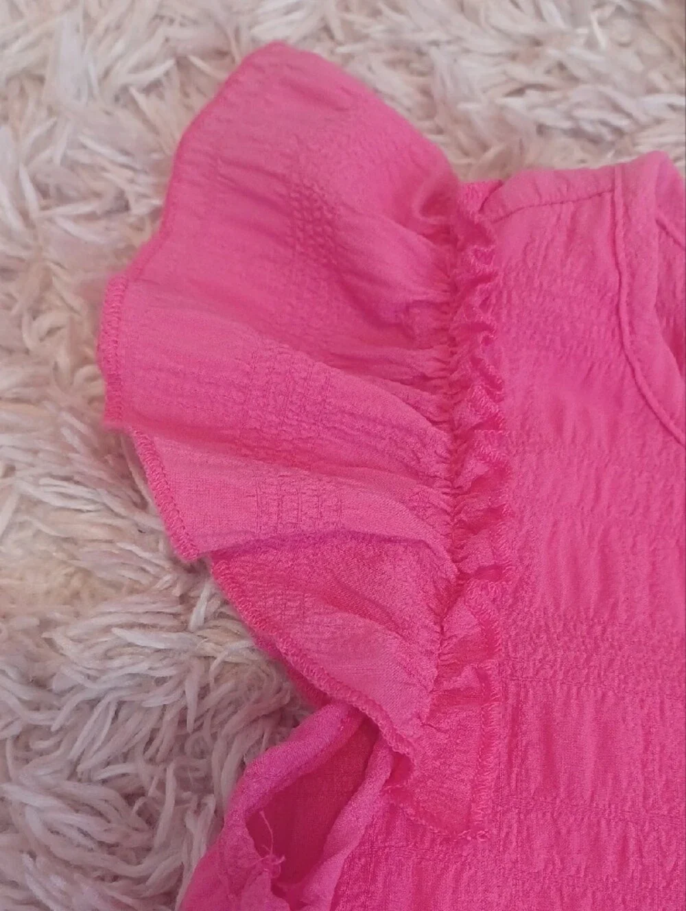 SHEIN Hot Pink Ruffle Sleeve A-Line Dress
